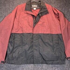Vintage Totes Windbreaker Jacket Mens L Burgundy Black Colorblock Gorpcore 90s